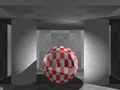 screenshot of a raytraced 4 kb intro
